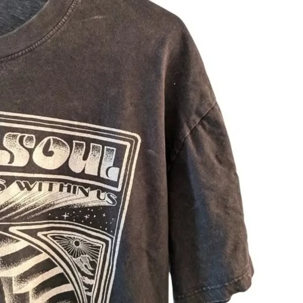 Hollister Cosmic Soul Graphic Tee Black Grunge Y2K Streetwear Alt Festival S